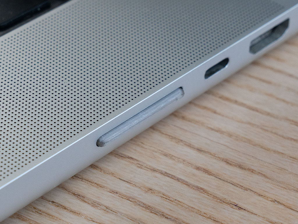 SidePulse Pro sitting in the SD card slot with the LEDs off